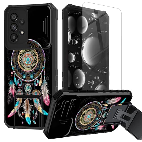 BREIDMKFM for Galaxy A23 5G Phone Case with Screen Protector & Kickstand & Slide Camera Lens Cover Heavy Duty Dual Layer Rugged Case for Samsung A23 5G/4G,Dream Catcher Pink