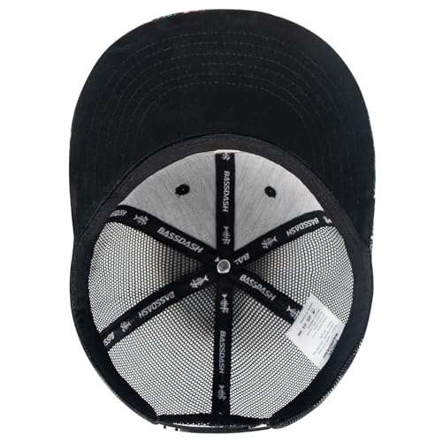 Image of BASSDASH Flat Brim Trucker Cap Adjustable Snapback Hat Mesh Back for Men Women