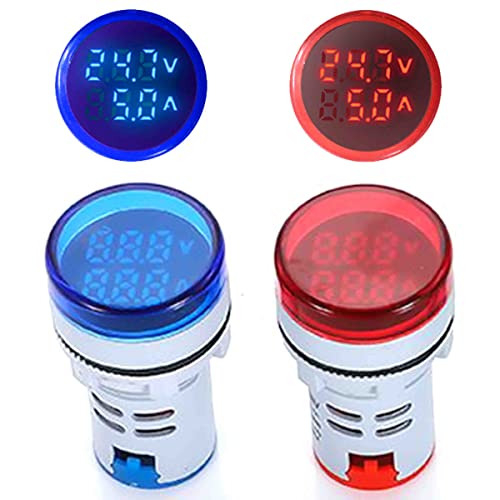 Image of LED Display Voltmeter, Voltage Tester Current Detector Voltmeter Ammeter AC 50-500V 0-100A Meter Indicator - Voltage Tester Current Detector Round 22mm (Round red)