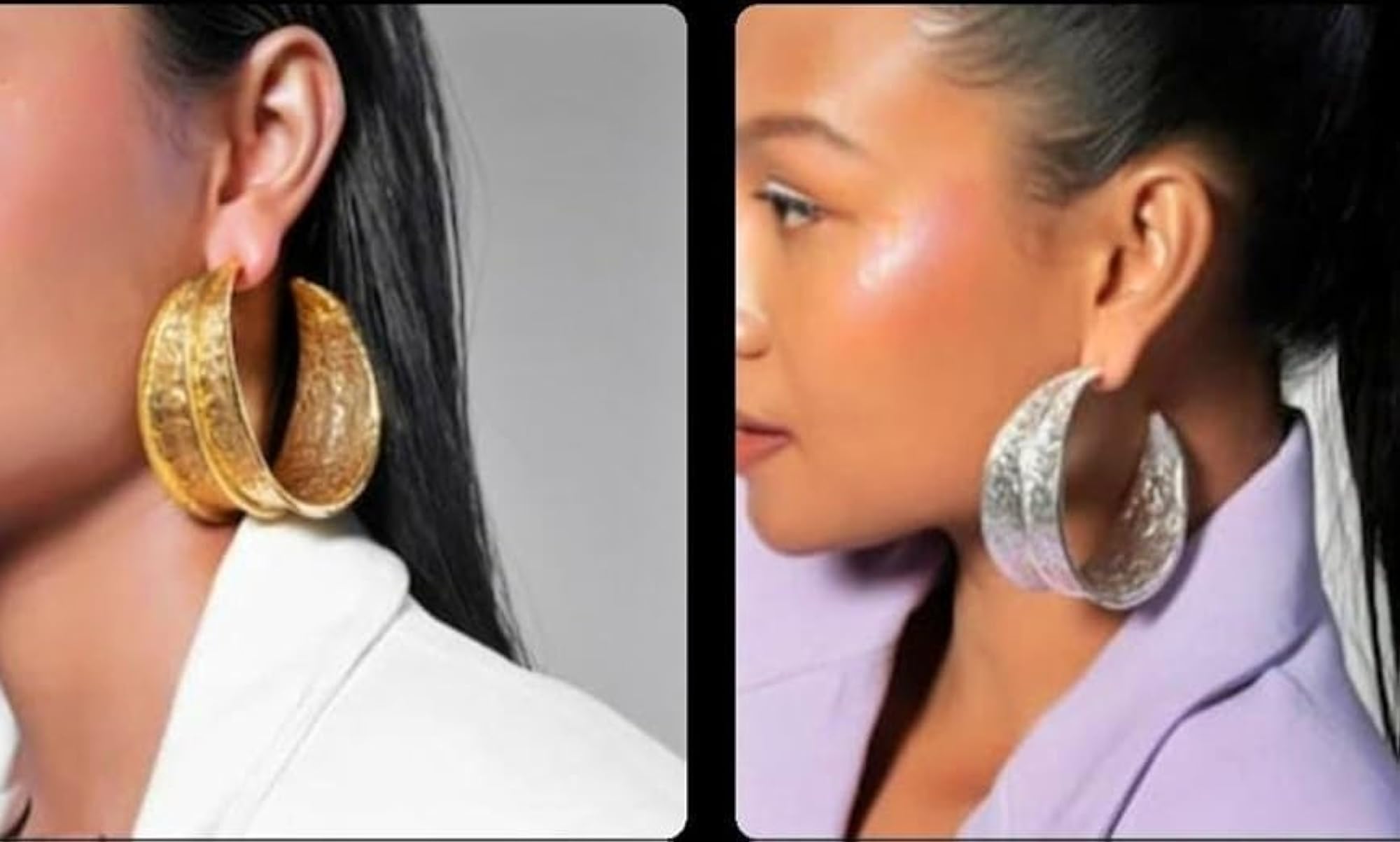 Women's Handcrafted Hammered Brass Gold Bold Hoop Earrings