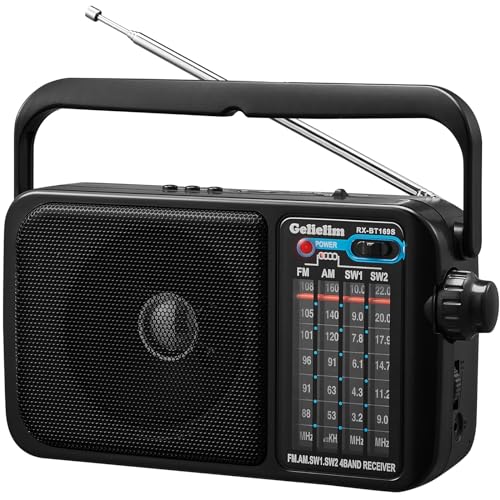 Gelielim Radio Portable AM FM with Bluetooth Loud Speaker, Radio Plug in Wall or Battery Powered Best Reception for Home or Outdoor, Earphone Jack, Large Dial Easy to Use, Great Gfits for Seniors