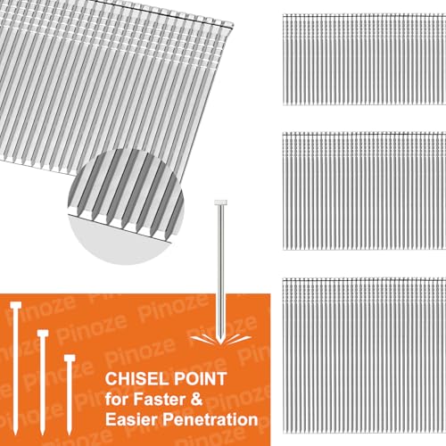 Image of PINOZE 16 Gauge Stainless Steel Finish Nails, 2 inch, 1000-Count 16GA Straight Finishing Nails, Assorted Size Small Framing Nail Gun Nails for Pneumatic, Electric Finish Nailer