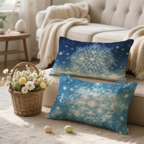Funda Cojin 70x90 Azul huevo de pato Cojines Exterior Funda de Almohada Impermeable Lino Cojin Blanco Cojines Sofa Decorativo Duradero Cremallera Oculta para Sofa Terraza Salon Balcón Jardin, I-119