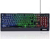 Gaming Keyboard CHONCHOW T931 USB Wired Gamer Key Board Rainbow Backlit Multimedia Keys Compatible with Computer PC Laptop Tablet PS4 Xbox one Black