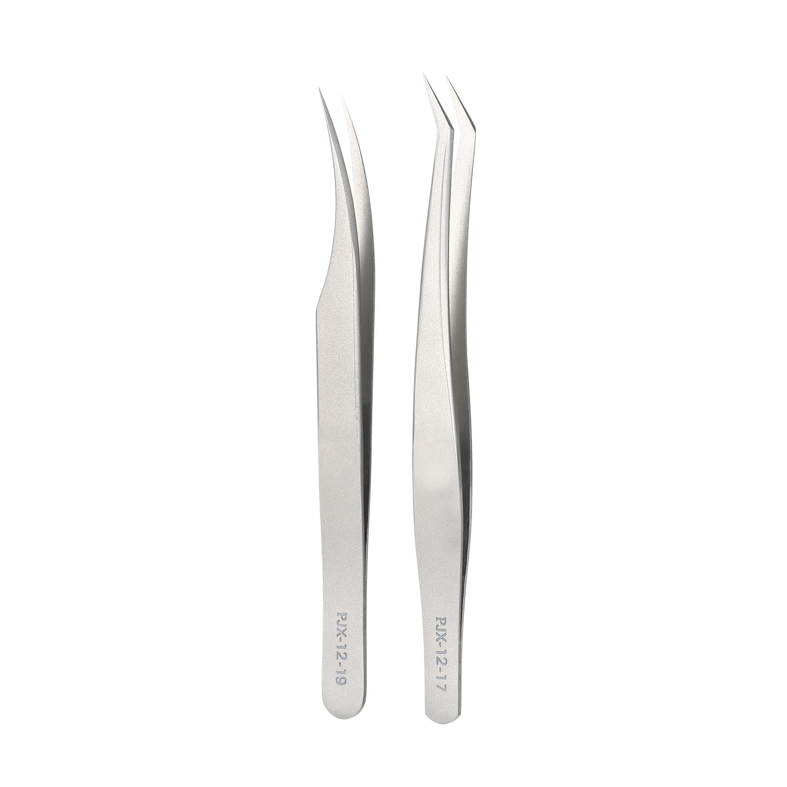 TNIU Stainless Steel Tweezers Eyelash Extension Tweezers Set Set of 2 Lash Extension Tweezers Eye Makeup Tools