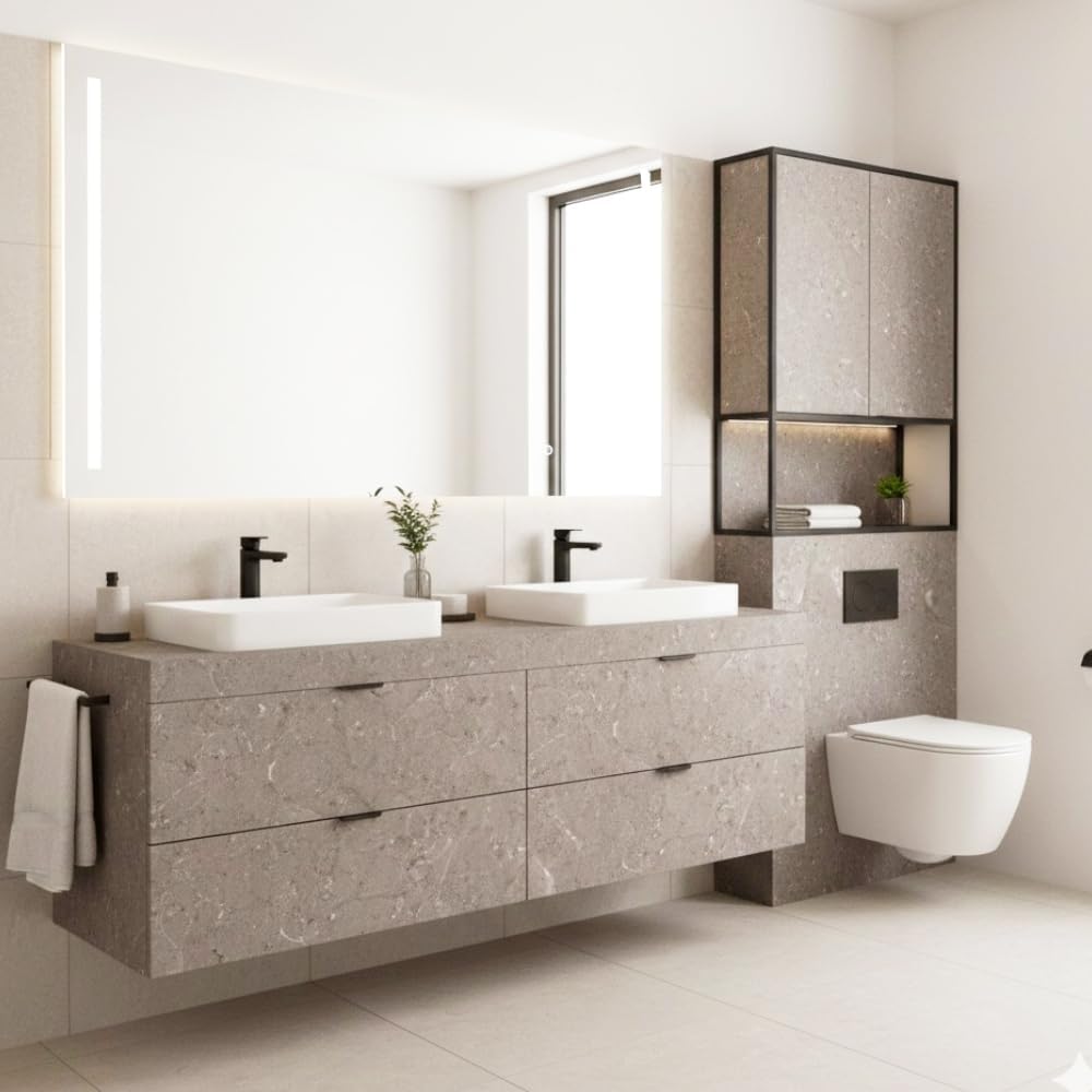 ROSEROSA Peel and Stick Faux Stone Architectural Film Self-Adhesive Vinyl Film Wallpaper Door Wrap Counter Top Border Mirror Molding Trim ST672