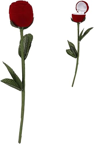 Miniatura 9 de Caja de anillo de boda floral Caja de anillo de propuesta de rosas, caja de almacenamiento para anillos de compromiso, para anillos de compromiso