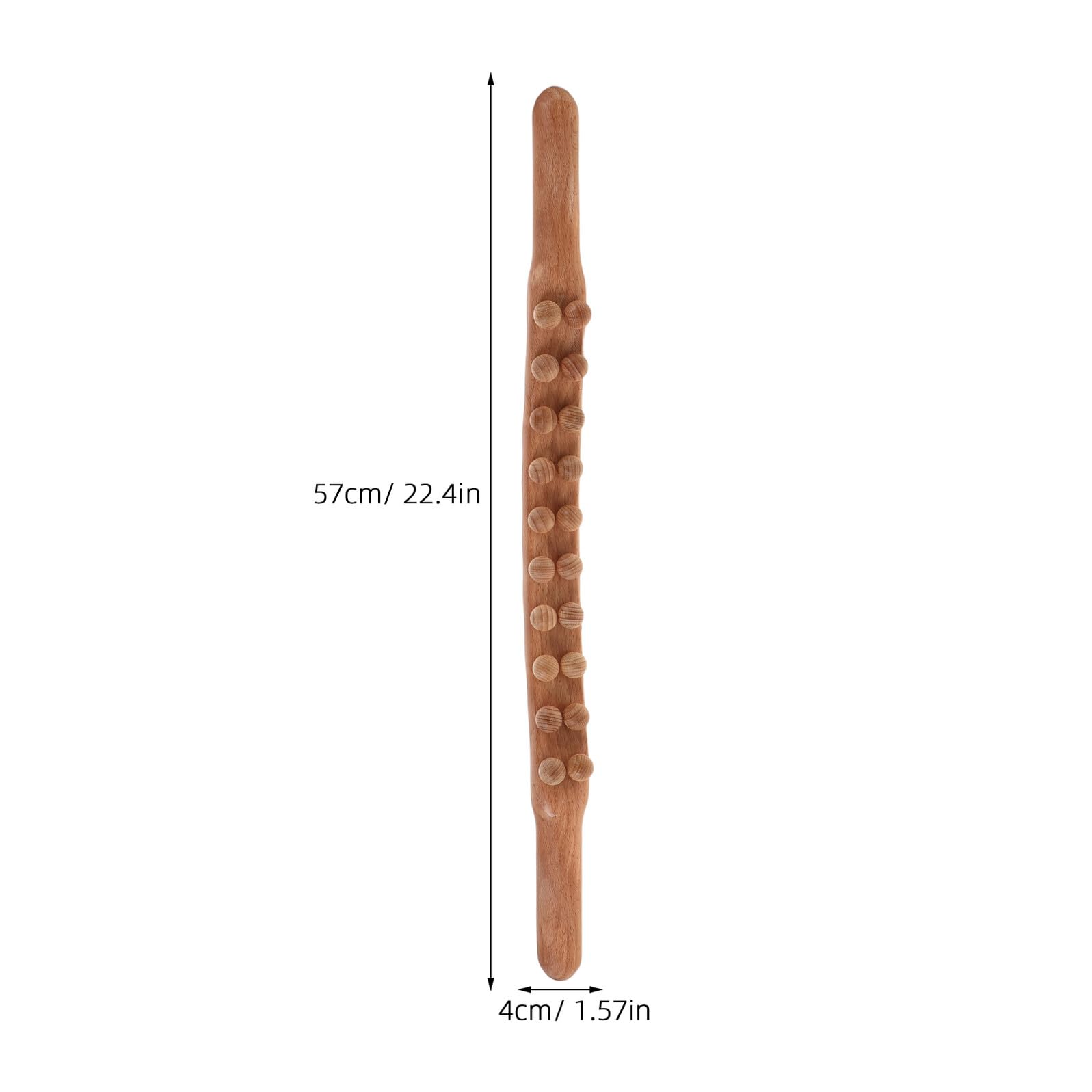 Palo de Masaje con Dos de 20 Bolas, Madera Carbonizada, 2 Uds | Raspador Gua Sha, Acabado Natural, Uso en Cintura y Músculo, para Salón Profesional y Terapia Diaria