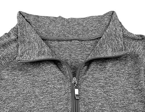 Luranee Activewear for Women, Plus Size Long Sleeve Dry Fit Athletic Tops Relaxed 1/4 Zip Pilates Running Cycling Jogging Pullover Gym Hiking Jacket Outfits Tops for Leggings Grey XL - Thumbnail 5