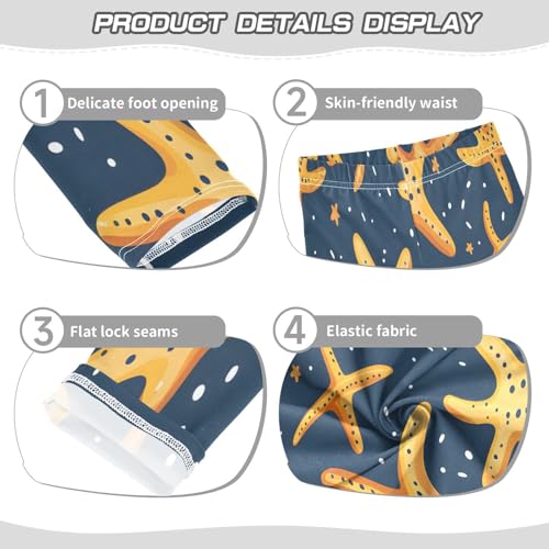 Bolaz Toddler Girls Leggings Printed Yoga Pants Leggings Yellow Starfish for Kids3