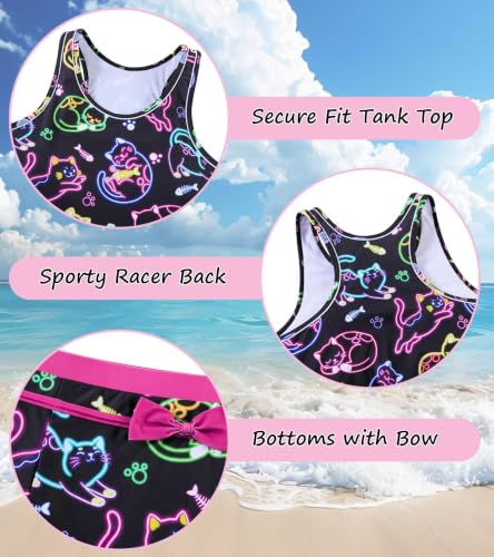 Image of Belovecol Girls Swimsuits 2Pcs Tankini Bathing Suit 4-16Y Bra Pads for 12Y+