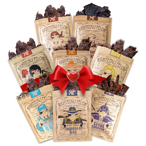 Righteous Felon Beef Jerky Variety Pack | Gluten Free Beef Jerky Snack Pack | High Protein,...