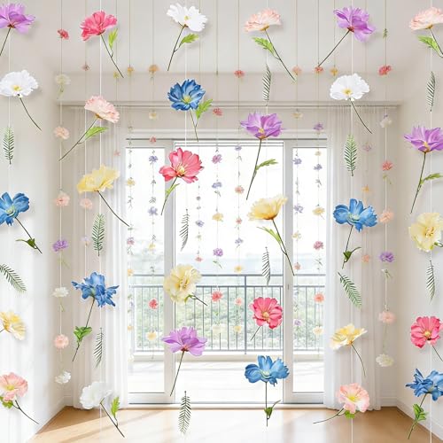 K KUMEED 6 PCS Wildflowers Artificial Flowers Decorations,Hanging Flowers Garland with Hooks Spring Wild Flowers for Wedding Party Background Birthday Baby Shower Home Birthday Decorations