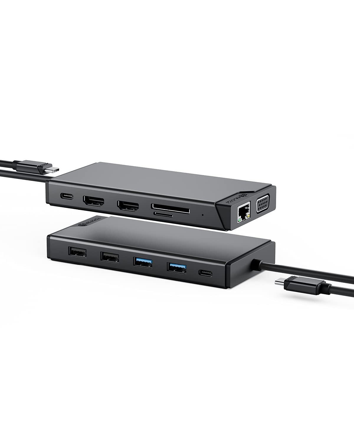 Mini estación de Acoplamiento ALOGIC USB-C 12 en 1,Pantalla Dual, 2xHDMI,1xVGA,100W PD, 2xUSB-C,2xUSB-A 2.0,2xUSB-A 3.0,RJ45,1xpuerto SD/TF, MacBook/Surface y Otros Dispositivos USB-C compatibles