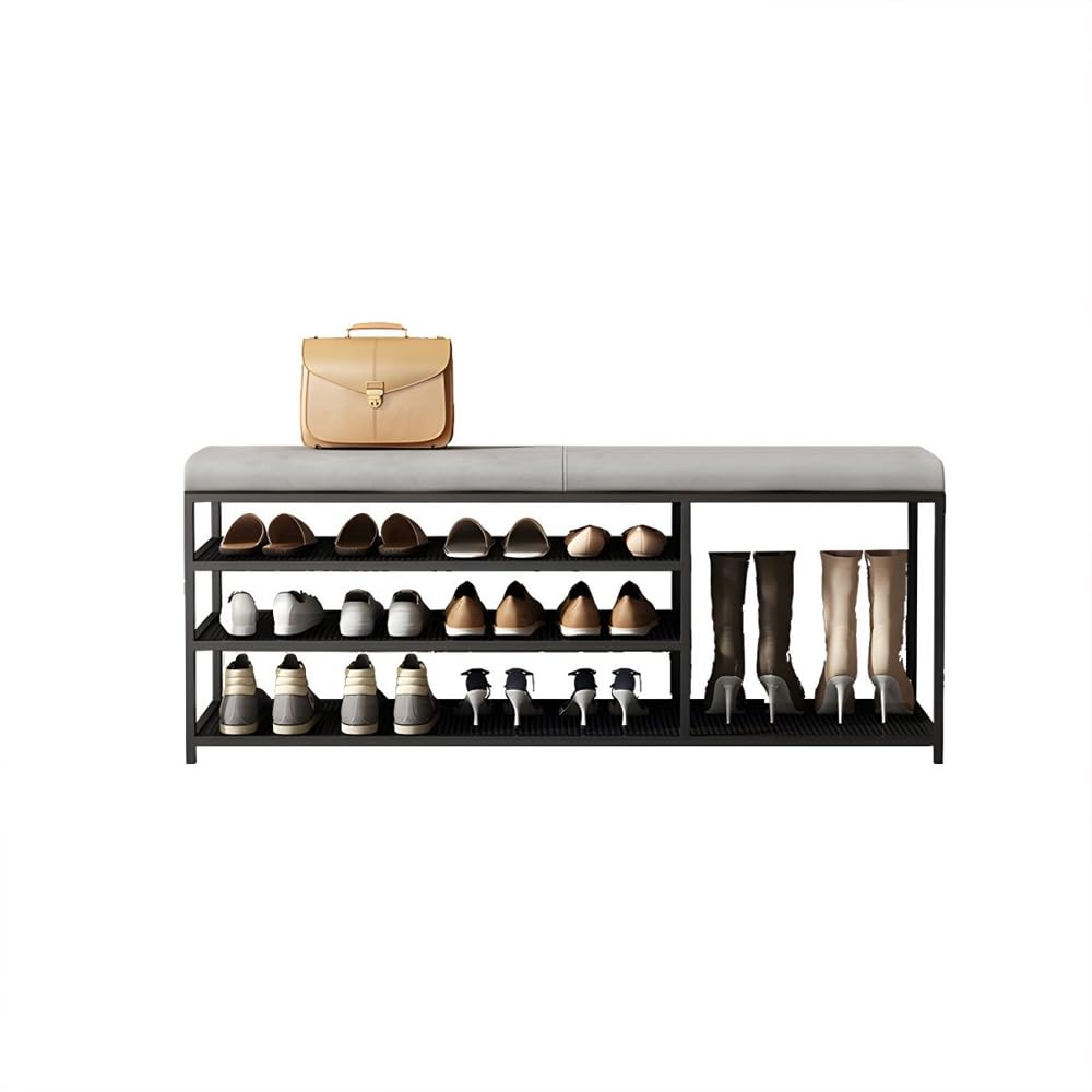 Banc d'entrée avec rangement pour chaussures et étagère métal 100cm