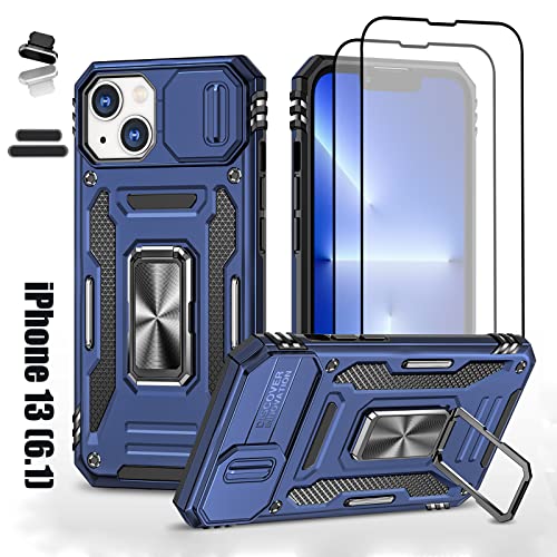 Coque iPhone 13 antichoc militaire et bleu avec protège-caméra