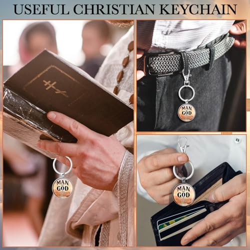 Image of 20 Pcs Christian Gifts for Father Day Man of God Keychains Bulk Religious Bible Verse Gift for Men Pastors Church (Classic)