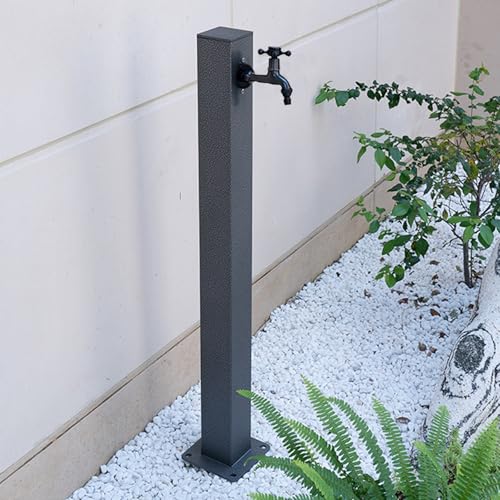 Colonne d'eau de jardin avec robinet extérieur - Fontaine à eau autoportante pour cour, terrasse et piscine - 95 cm - Gris A et design élégant