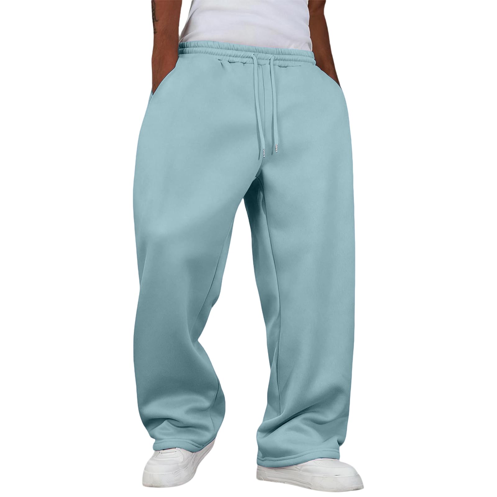 Baggy Jogginghose Herren Baggy Jogginghose Stylische Jogginghosen Uncuffed Long Sporthose Weites Bein Sweathose Loose Fit Tracksuit Sweat Pants Spring Sweathose Streetwear Blau