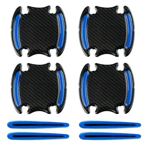 8 Piezas Películas Protectoras Reflectantes para Manijas de Puertas de Coche, Adhesivos Universales Anti-Arañazos, Protección de Pintura en Fibra de Carbono, Compatible con la Mayoría de Vehículos