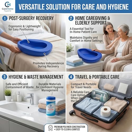 Comfortable Bed Pan for Women and Men, Contoured Bed Pans Spill Proof, Large Smooth Surface Bedpan for Men, Reliable Bedpans for Elderly Men, Portable Lightweight Practical Toilet Device Case
