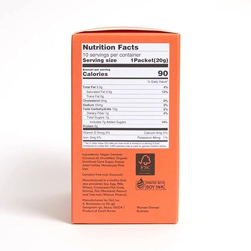 Miniatura 2 de KimlyParc Mezcla de café instantáneo coreano vegano  Latte coreano original con crema vegana, azúcar de caña orgánica sin refinar, sal rosa del