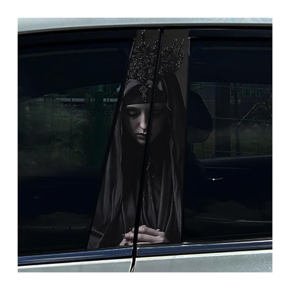 Decorative Items 2pcs Nun Sister Car Center Pillar Sticker Protective Film(B)