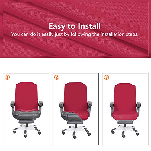 Image of SARAFLORA Red Office Chair Covers Stretch Washable Computer Chair Slipcovers for Universal Rotating Boss Chair Large Size