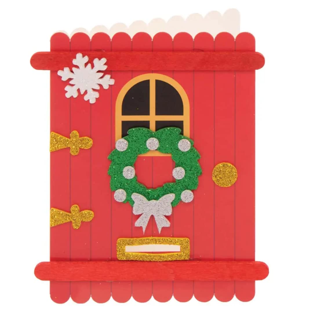 Baker Ross FC102 Kits de Tarjetas Navideñas en forma de Puerta - Paquete de 6, Haz tus Propias Tarjetas Navideñas, Ideales para Proyectos de Manualidades para Niños