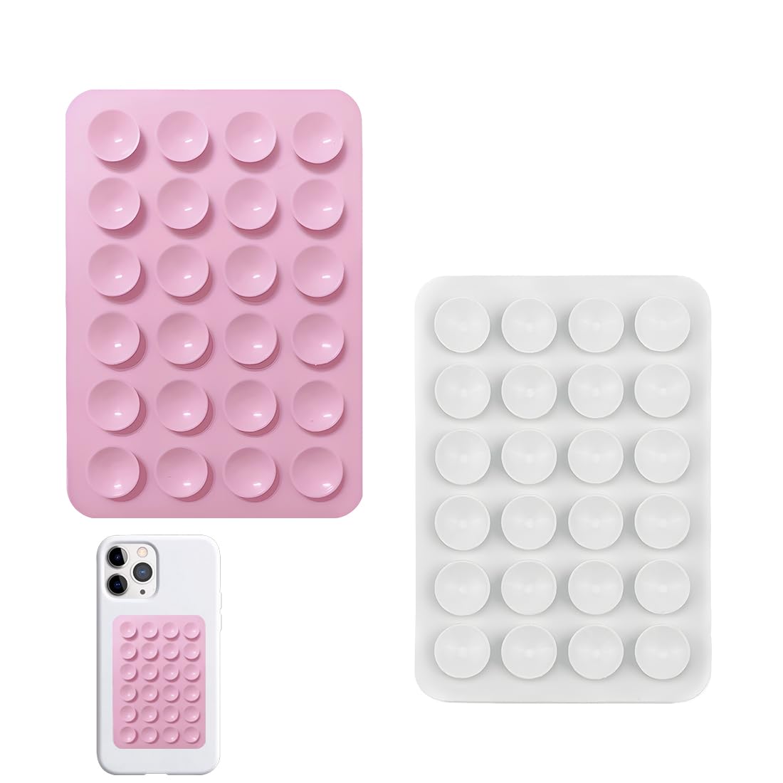 Ventouse Téléphone 2 Pièces En Silicone, Support Mains Libres 8Cm X 5.5Cm Pour Miroir Et Douche
