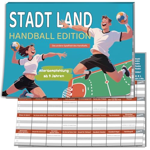 Stadt Land Handball Edition – Handball Spiel für Kinder ab 9 Jahre & Erwachsene | Geschenk für Teenager Jungen Mädchen 10 11 12 13 14 15 16 Jahre & Männer | Weihnachten, Nikolaus, Adventskalender 2025