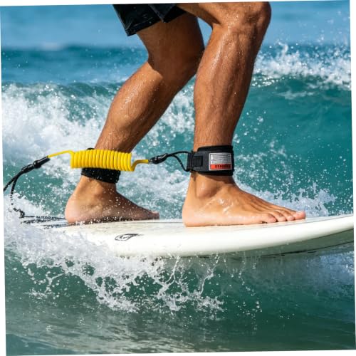 Correa para tabla de remo y surf portátil ajustable de TPU amarillo para muñeca 5