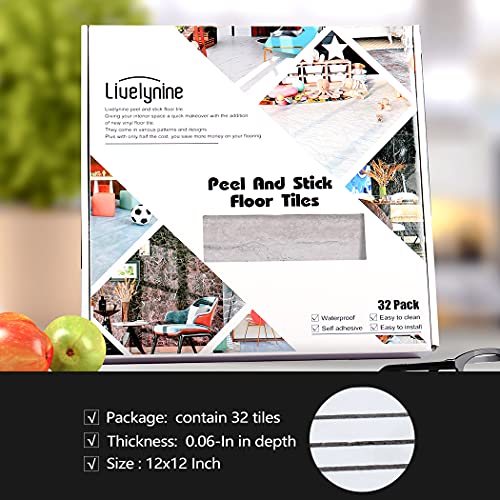 Livelynine 32-Pack Vintage Bathroom Floor Tiles Peel And Stick Vinyl Flooring Waterproof Flooring For Kitchen Basement Bathroom Floor Tiles Retro Laminate Flooring Peel And Stick Linoleum 12X12 In #TOP5