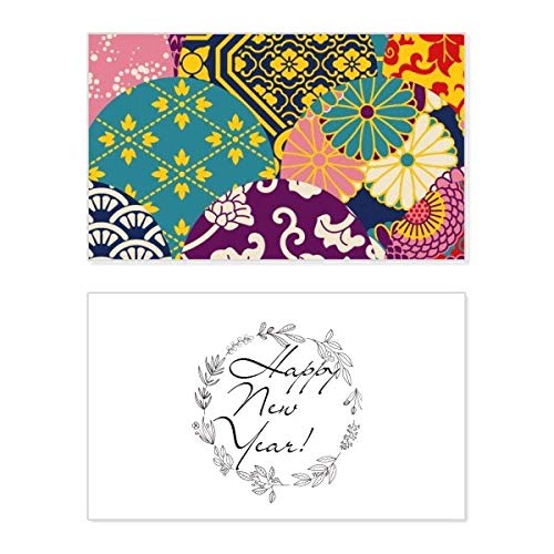 Tarjeta de felicitación para año nuevo con diseño tradicional japonés de hojas