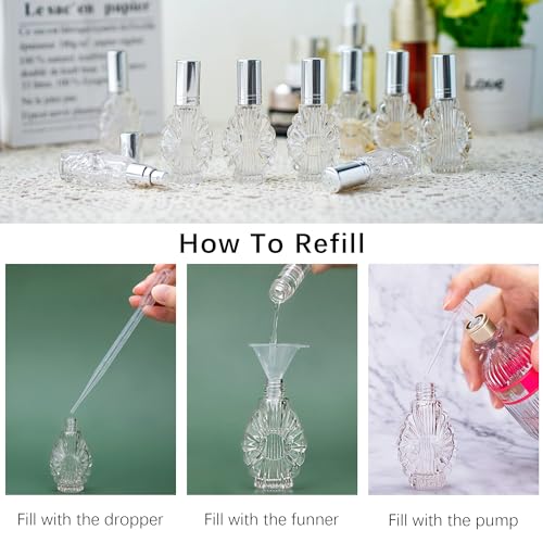 Botellas de perfume de vidrio grabadas elegantes de doce piezas para tocador exclusivo 7