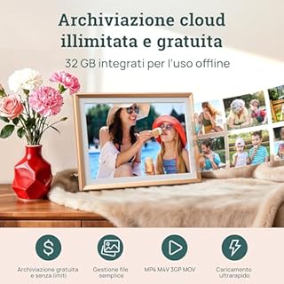 ARZOPA Cornice Digitale 14 Pollici in Metallo - Touchscreen 1920 * 1200, WiFi, Cloud Gratuita Illimitata Nessun Abbonamento Foto e Video Illimitati Miglior Regalo - D14