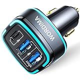 85w USB C Car Charger,WORDIMA USB Car Charger 3Port Fast Charger Cigarette Lighter USB Adapter Compa