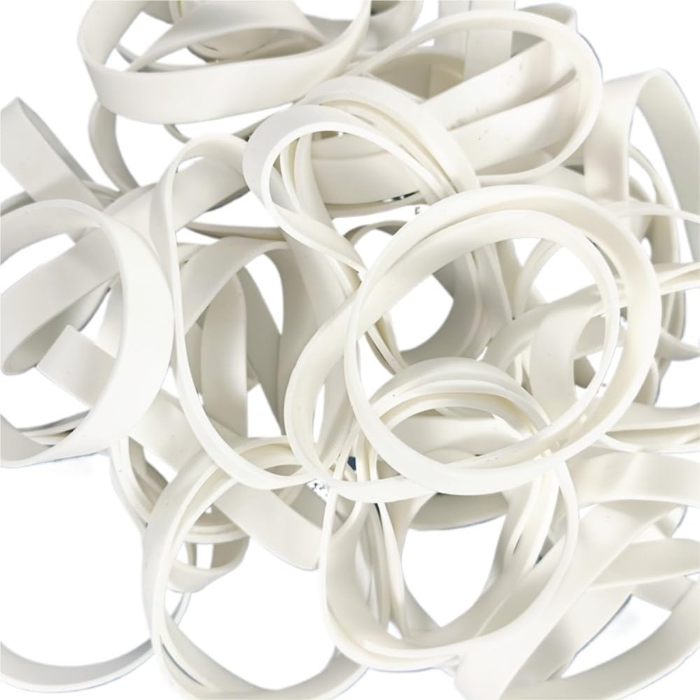 Gomas elásticas, 50 Bandas elásticas Blancas Grandes de 5 mm de Ancho, Resistentes for Uso Escolar, doméstico y de Oficina.(White,160cm(63in))