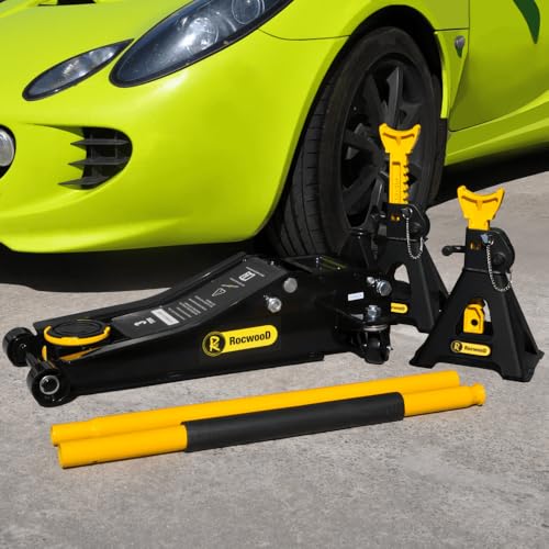 RocwooD Trolley Jack 3 Ton Tonne Low Profile Hydraulic & Axle Stand Set 3 Ton Floor Lifting Lift Car Van Garage Repair Tool Portable Workshop Equipment - Image 7