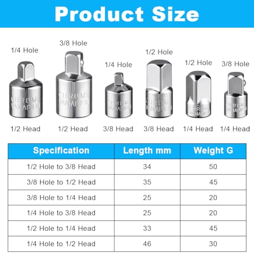 Flintronic Impact Socket Adapter/Reducer, 1/2" Drive Twist Nut Remover, Adapter Set 1/4", 3/8", 1/2" for Nuts Drills - Image 2