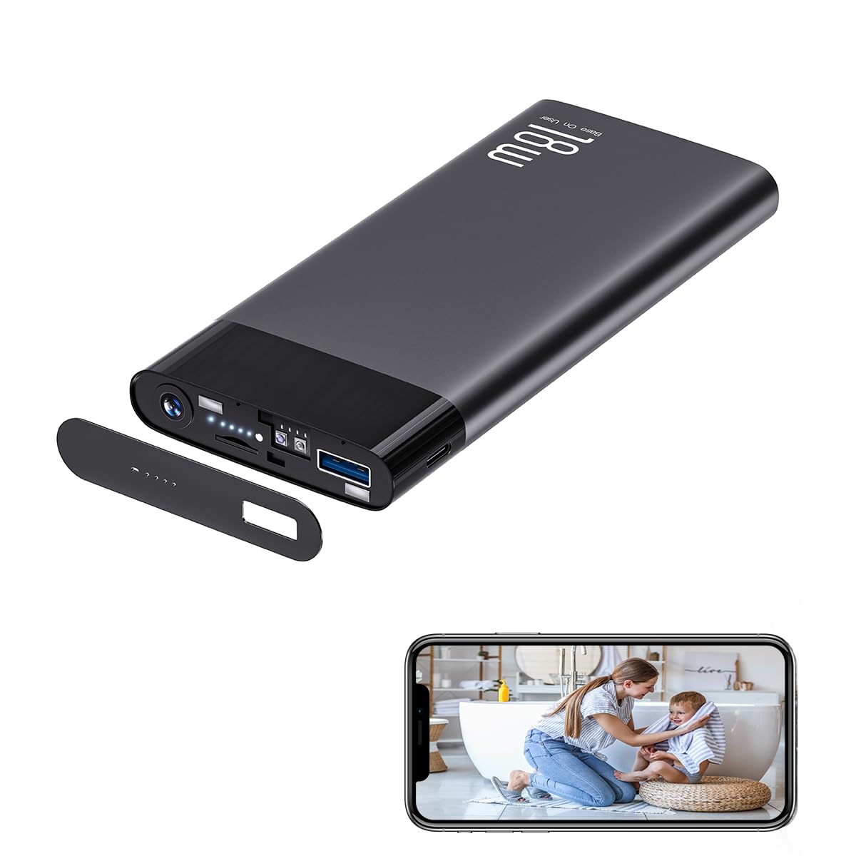 LIZVIE Hidden Camera 1080P WiFi Camera with App Control Motion Detection Alerts SD Storage Surveillance Cam for Nanny