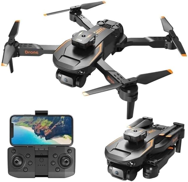 WEADFAX Foldable Remote Control Drone with Camera HD Wide Angle Lens Optical Flow Positioning with 1800Mah Battery WiFi FPV 4-Axis Camera with Dual Flash Lights (A19)