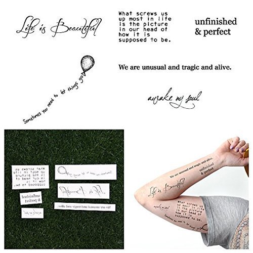 Temporary Tattoo Quotes Pack (Set of 12) Amazon.in Beauty