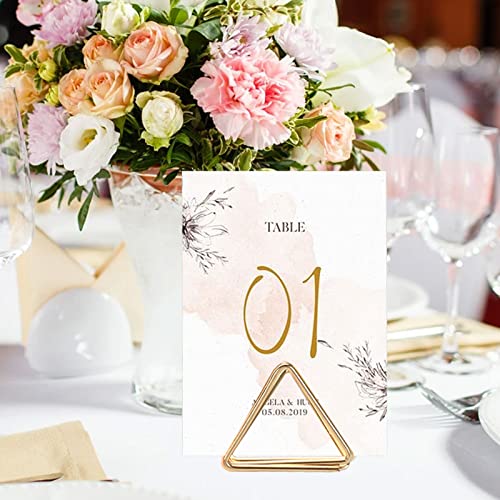 CDIYTOOL 120Pcs Triangle Table Card Holders, Wedding & Party Table Number Holders, Photo & Picture Stand Clips (Gold) - Image 3