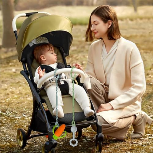 Image of SNOWIE SOFT 2Pcs Anti Lost Silicone Pacifier Holder Links for Baby Toddlers Pacifier Attachable Links for Stroller, Crib, Tilasmi Moti for Teething Babies Original Soft Safety Baby Teether Toys