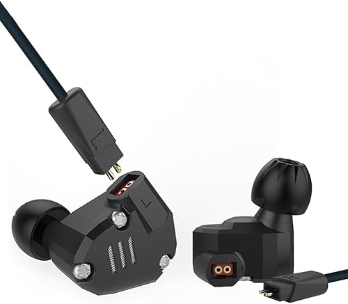 Miniatura 1 de Auriculares de controlador cuádruple ERJIGO KZ ZS6 de alta fidelidad extra graves sin micrófono, con cable desmontable (negro)