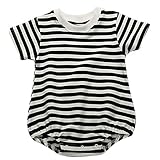 famuka Baby Boys Girls Shirts Stripes Rompers Unisex Baby Summer Clothes (Black, 6-9 Months)
