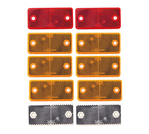 DOJA Barcelona | Catadioptre Rectangulaire à Visser | 10 Reflechissant | 90x40 mm | 2 Rouge, 6 Jaune, 2 Blanche | Agréé ECE | pour Accessoire Velo,...