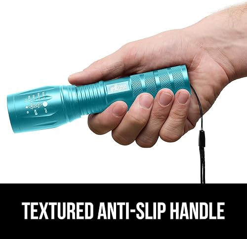 Miniatura 7 de Gorilla Grip Paquete de 2 linternas tácticas LED de mano, altos lúmenes, ultra brillantes, 5 modos, resistente al agua de larga duración, linternas