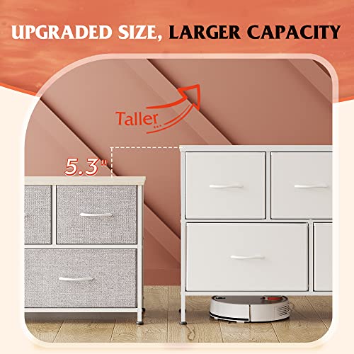 Wlive Dresser With 5 Drawers, Dressers For Bedroom, Fabric Storage Tower, Hallway, Entryway, Closets, Sturdy Steel Frame, Wood Top, Easy Pull Handle (White) #TOP6